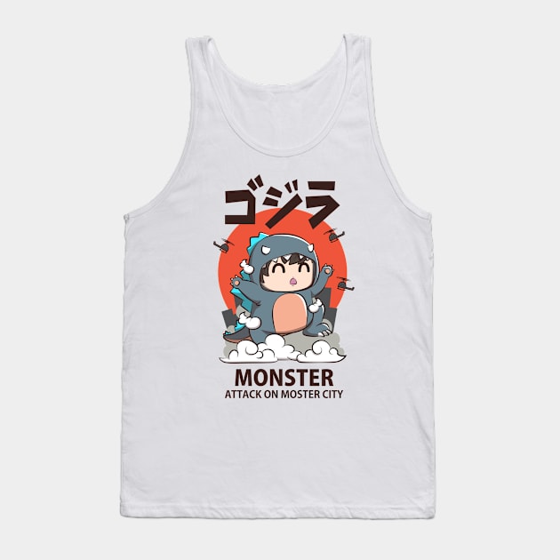 Monster attack city cute Tank Top by Pixel Poetry